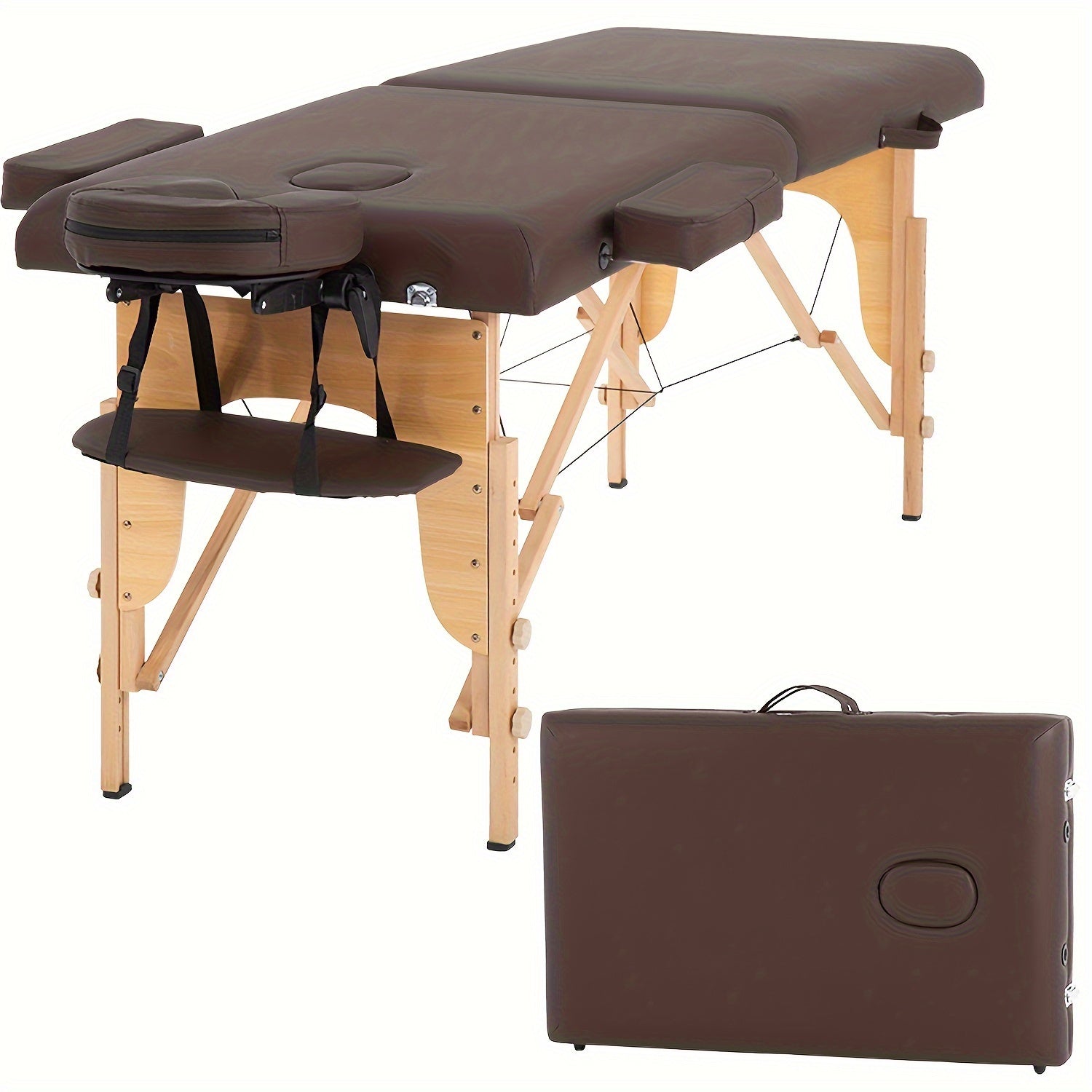 Portable Massage Table Designed for Therapy, Measuring 73 Inches, with Adjustable Height And a Two-Fold Design, Suitable for Salon Use And Featuring a Face Cradle