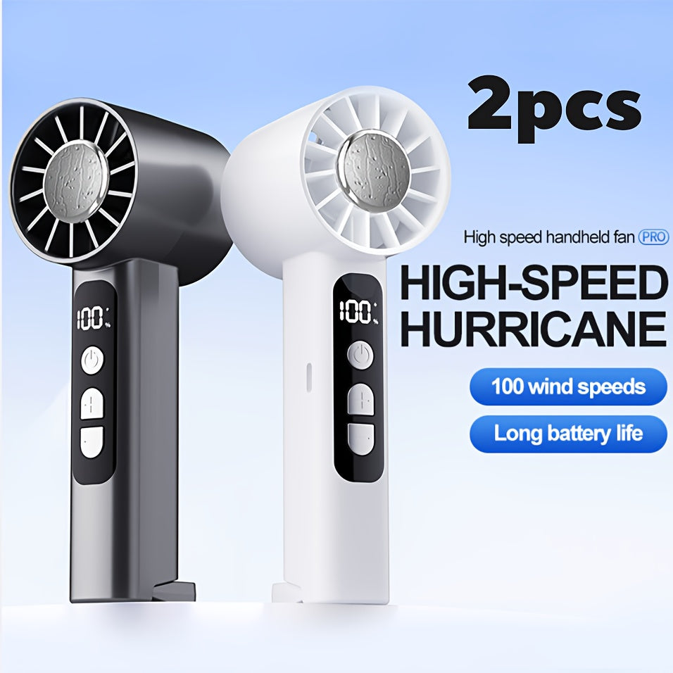 USB Rechargeable Handheld Fan 2pcs – Portable Mini Desktop Fan 1-100 Speed Adjustable, 1800mAh Battery, Power Display, Lightweight 180g for Summer Camping Travel – ShopVora CA