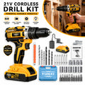 Drill Cordless Set, 21V Variable Speed Cordless Drill Driver with Fast Charger & Lithium-Ion Battery, Multifunctional Screwdriver with Drill Bits & Socket Accessories, Father's Day Gift for Home DIY & Auto Repair