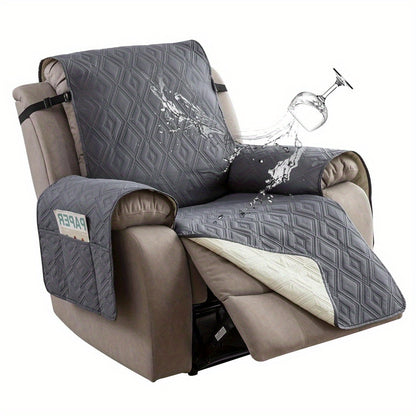 Non-Slip Recliner Chair Cover – Washable Single-Piece Furniture Protector with Side Pocket, Winter Insulation Slipcover for Recliner Chairs, Pet Hair & Scratch Protection, 8 Colours