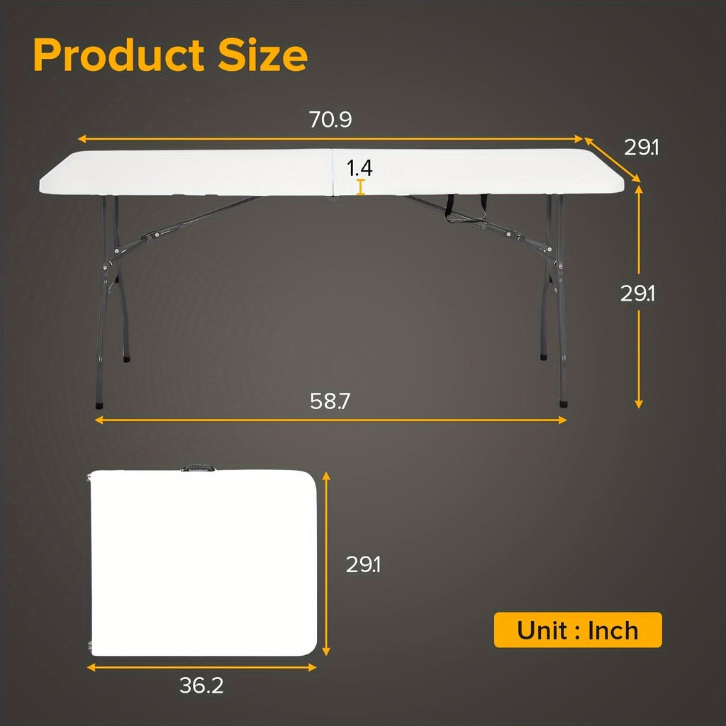 Folding Table 4FT/6FT/8FT Heavy-Duty Portable Camping Table Foldable Lightweight Table Plastic Dining Table Indoor Outdoor For Picnic Beach Kitchen Office BBQ, Wedding And Party