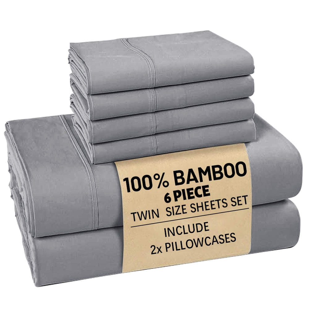 Bamboo Sheets Set 4-6pcs – 2200TC 100% Viscose Luxury Bed Sheet Set, Ultra Soft Cooling & Breathable, Hotel-Quality Bedding for Hot Sleepers – King, Queen, All Sizes | ShopVora CA