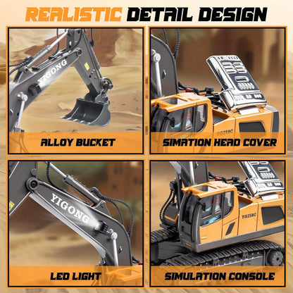 RC Mini Excavator Toy with App & Remote Control – 11-Channel Alloy Engineering Truck, High-Tech Construction Vehicle Gift for Adults & Kids