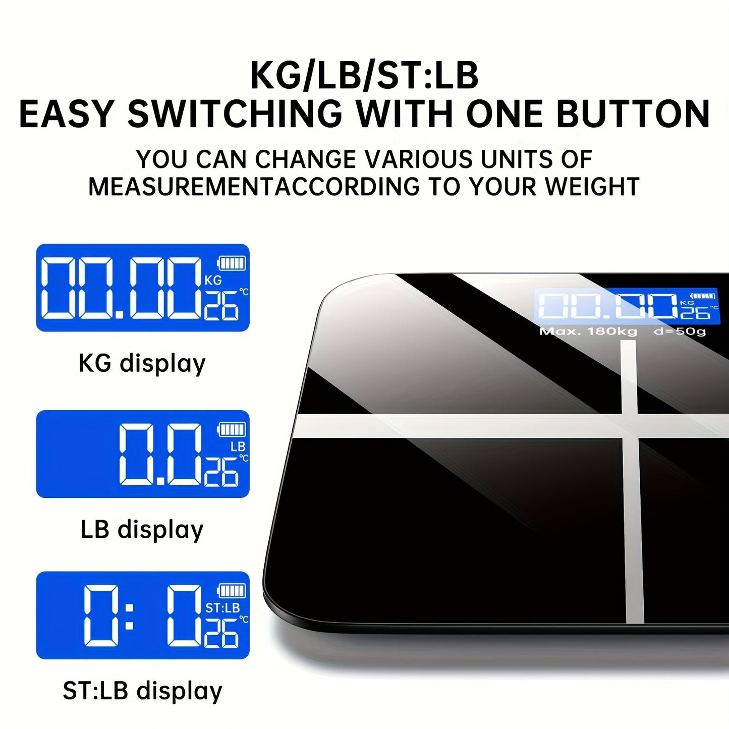 High Precision Bathroom Scale 396 lb with Temperature Display – HD LCD Digital Body Weight Scale, Large Platform, KG/LB Switchable, Auto Power-Off, Durable & Safe for Home Bathroom | Canada