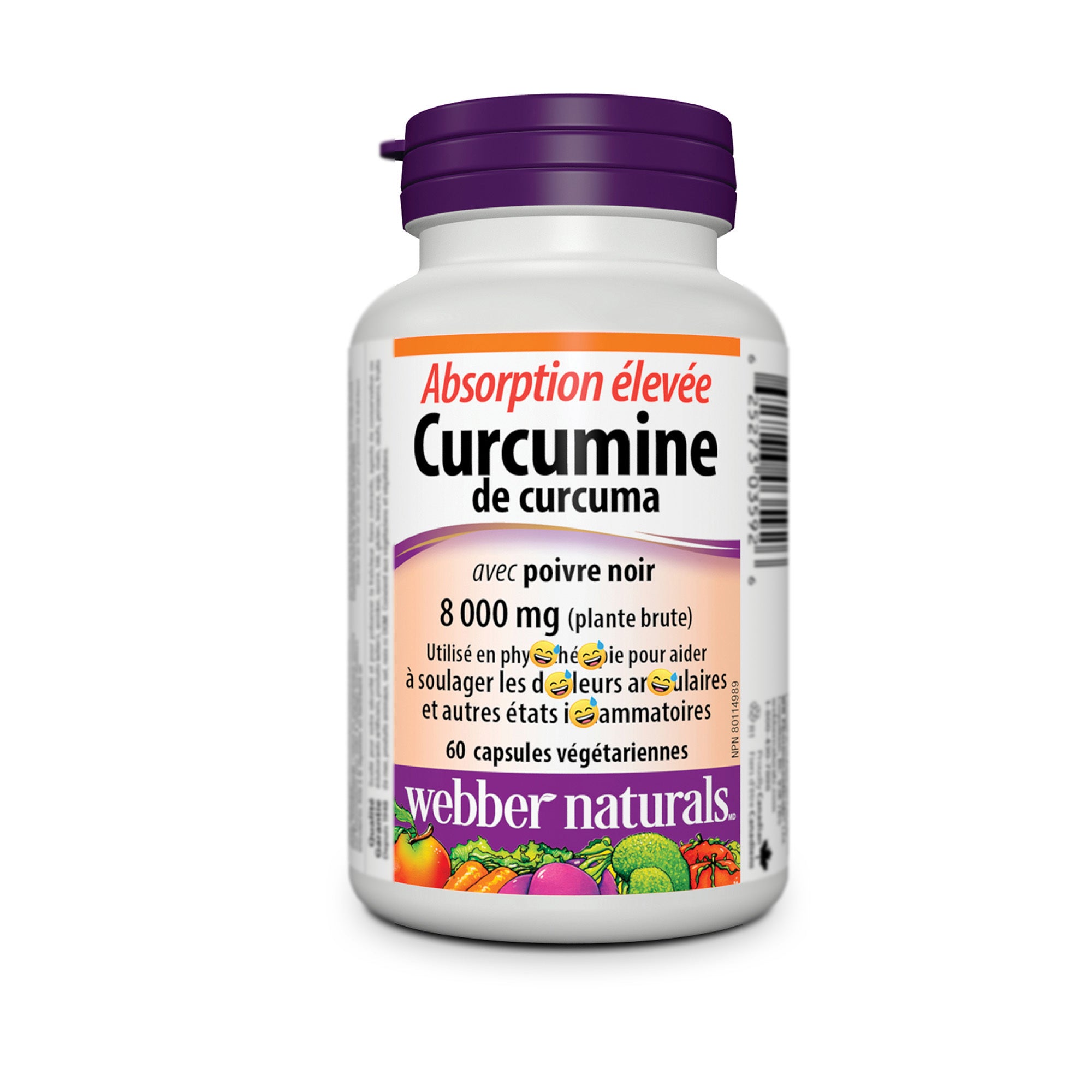 Turmeric Curcumin with Black Pepper High Absorption, 8,000 mg of Raw Herb, 60 Capsules, antioxidant, Webber Naturals