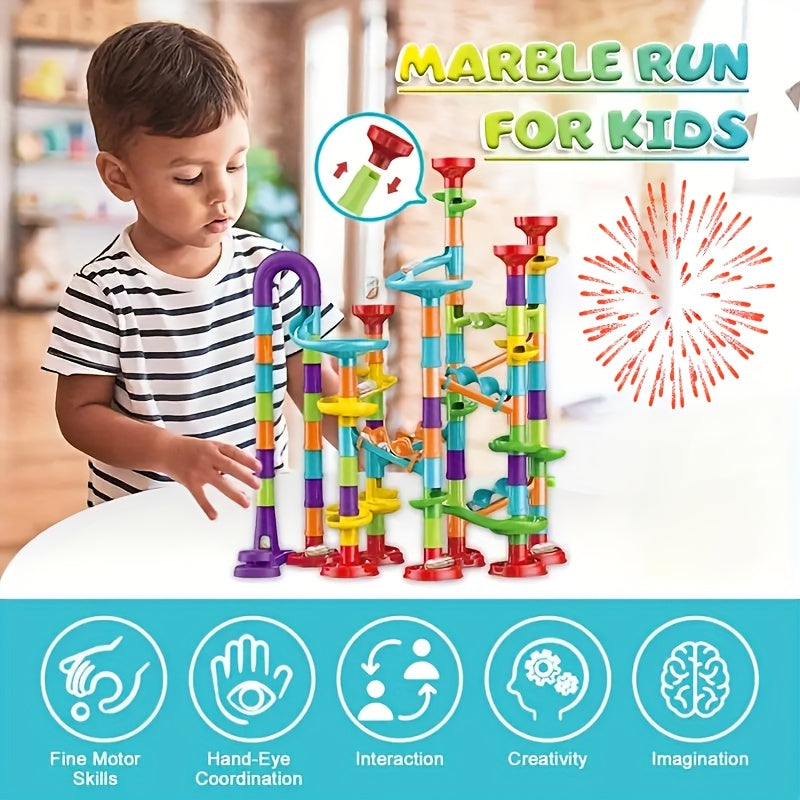 142pcs Marble Race Track Toys, Marble Run Set, Construction Building Blocks Game for Kids Birthday STEM Gifts, And Early Cognition, Hand Exercise, Parent-Child Interaction, Distinguish Colors, for Christmas Gifts, Best Gift for Holidays
