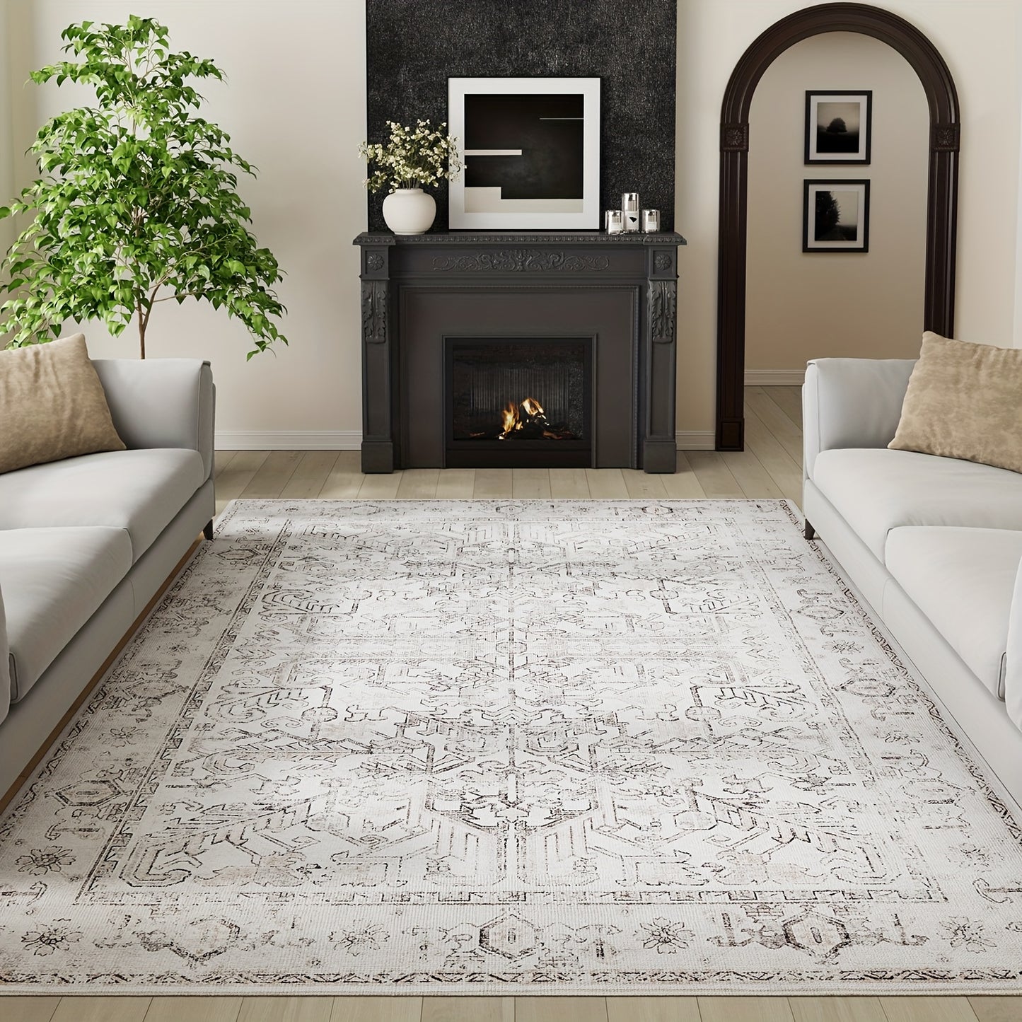 JINCHAN 8x10 Washable Vintage Floral Area Rug – Boho Retro Thin Accent Carpet for Living Room, Bedroom, Kitchen & Farmhouse, Multiple Colours | ShopVora CA