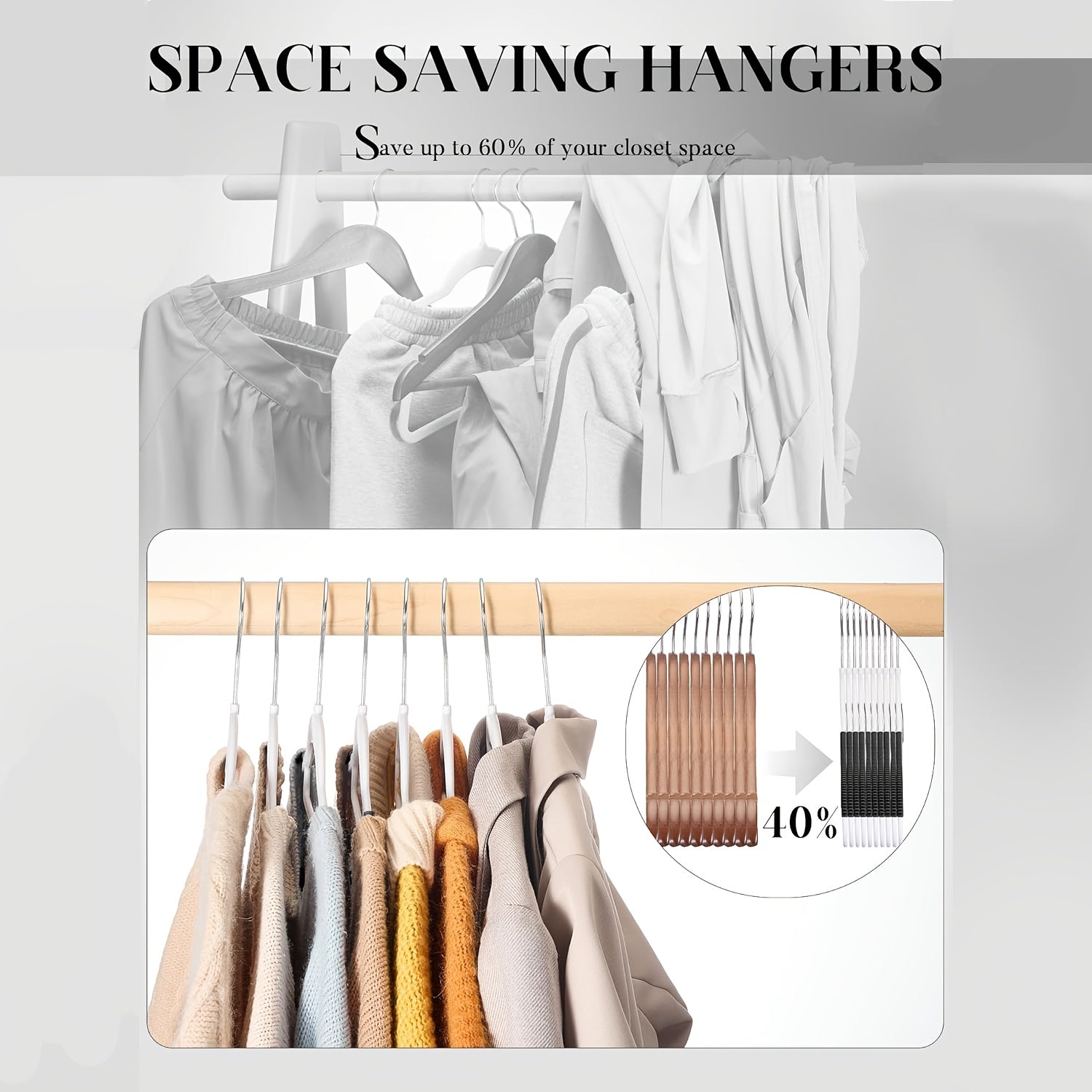 10pcs/20pcs/30pcs Anti-Slip Stylish Hangers (Thickened Version), Mark-Free Clothes Hanging, Closet Storage, Multi-Functional Hangers. Featuring Rotatable Hooks, Extended And Thickened Design