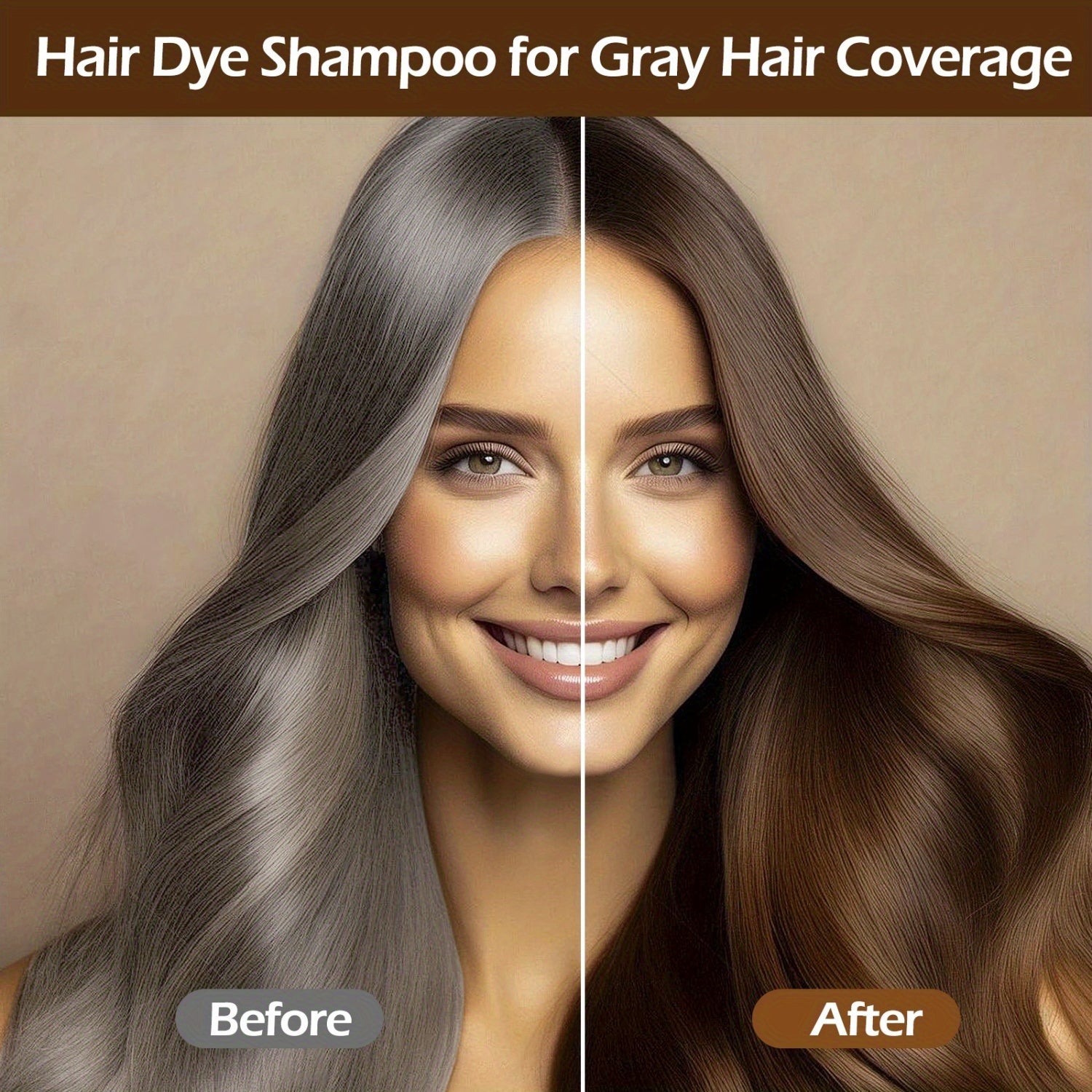 Hair Dye Shampoo for Grey Hair 3-Pack - Herbal Natural 3-in-1 Instant & Long-Lasting Gray Hair Coverage Shampoo for Men & Women, Plant Squalene Formula for All Hair Types