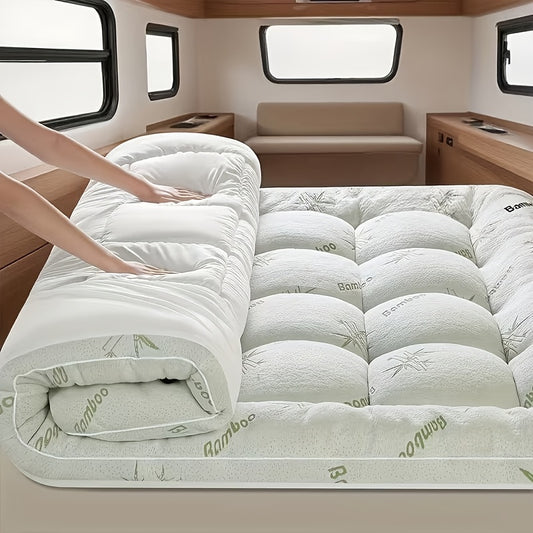 Soft And Cooling Bamboo Mattress Topper - Extra Thick 1500 GSM Breathable Bed Pad with Moisture-Proof Bottom, 8-20" Deep Pocket Pillow Top Cover Fit for RV, Camping, Mattresses - Soft Quilted Cover, Heavy-Duty Layer, King/ Cal King