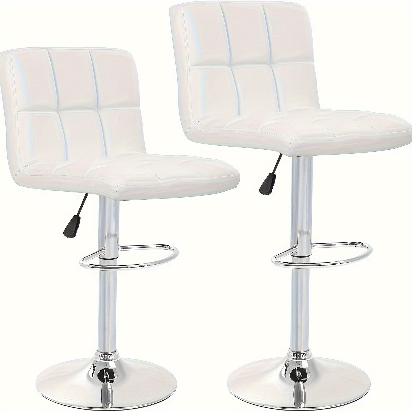 Adjustable Swivel Bar Stools Set of 2 with Back Support - Hydraulic Height PU Leather Armless Bar Chairs, Galvanized Steel Frame, Modern Kitchen Counter & Living Room Seating