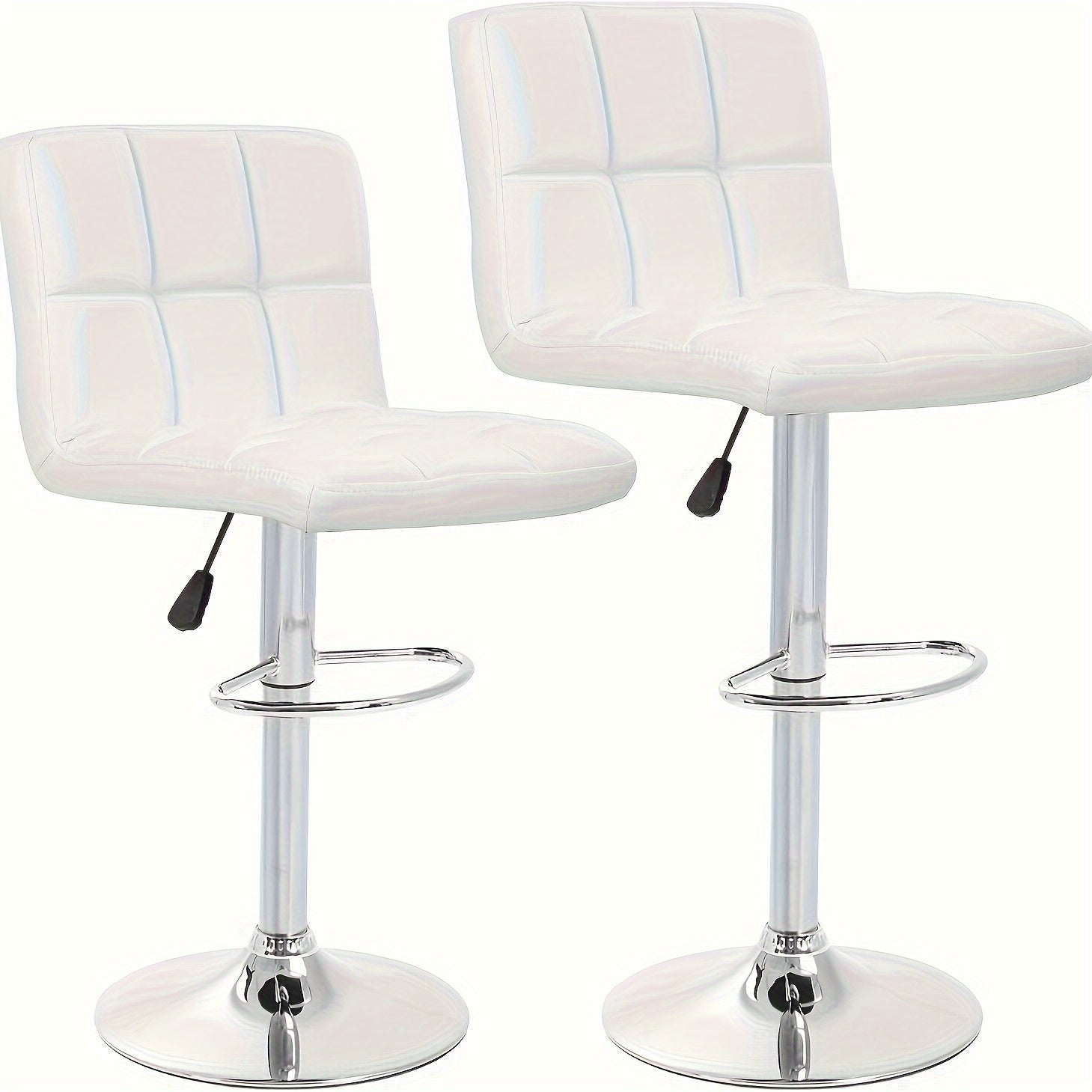 Adjustable Swivel Bar Stools Set of 2 with Back Support - Hydraulic Height PU Leather Armless Bar Chairs, Galvanized Steel Frame, Modern Kitchen Counter & Living Room Seating