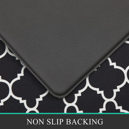 Anti Fatigue Kitchen Mat Set of 2 Non-Slip Cushioned Kitchen Rugs 17x47+17x28 Inch PVC Foam Comfort Standing Mat Farmhouse Kitchen Floor Mats Wipe Clean Runner Rug for Kitchen Laundry Room