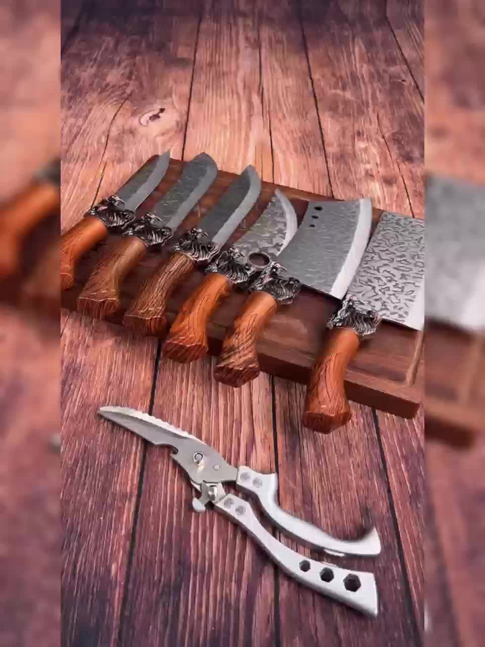 Ultra-Sharp 7pcs Kitchen Knife Set, Stainless Steel Forged Knives, High-Quality Kitchen Knife Set, The Most Worth Buying Kitchen Supplies, Chef'S Knife Bone Cleaver, Meat Cleaver, Scissors, Gift for Women
