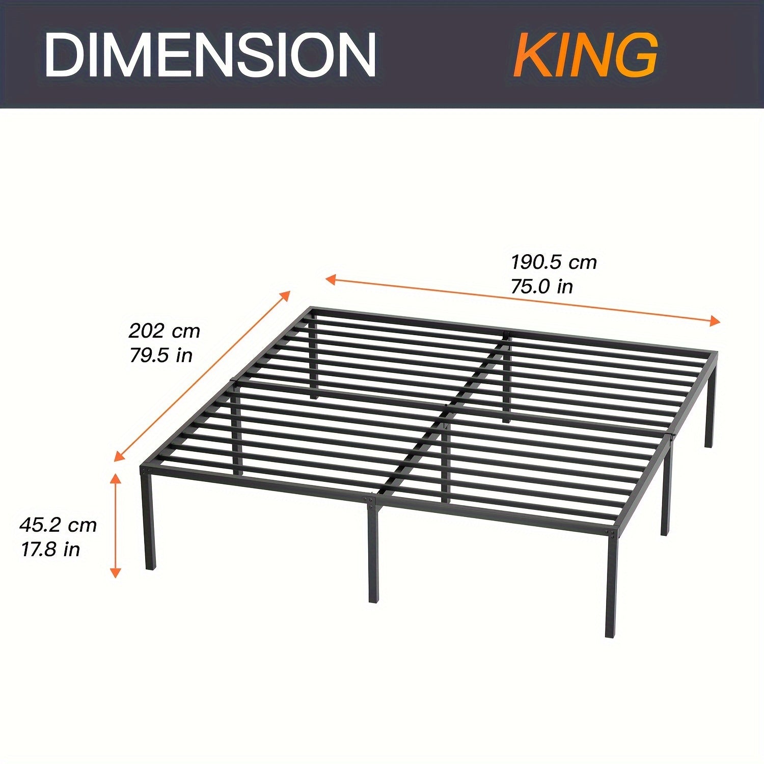 18 Inch Heavy Duty Metal Platform Bed Frame Maximum Underbed Storage Noise-Free No Box Spring Required Easy Assembly Twin Full Queen King Size for Bedroom Guest Room Apartment Dorm Canada