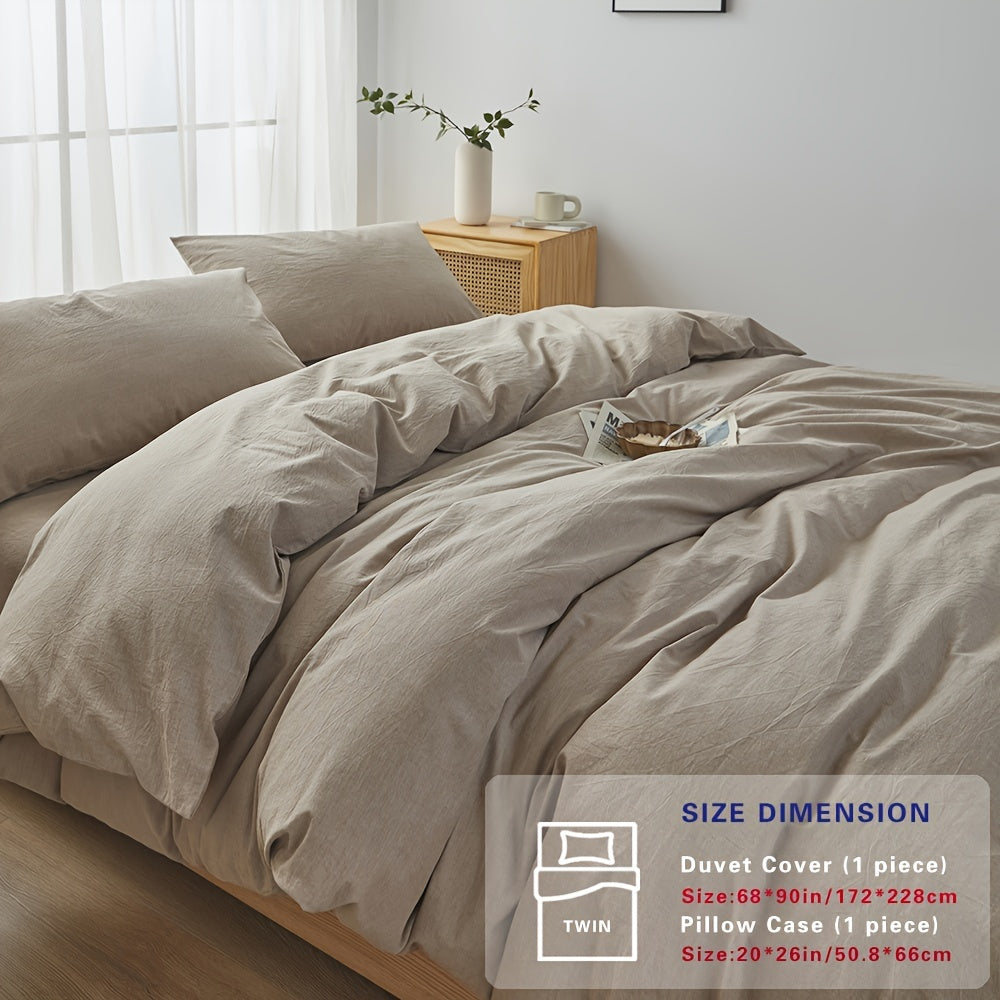 100% Washed Cotton Duvet Cover Set – Breathable, Durable & Ultra-Soft Comfy Bedding Set for All Seasons, Multiple Sizes & Colours