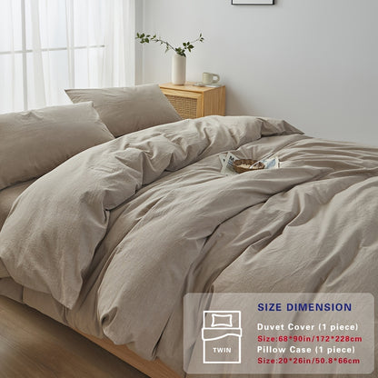 100% Washed Cotton Duvet Cover Set – Breathable, Durable & Ultra-Soft Comfy Bedding Set for All Seasons, Multiple Sizes & Colours