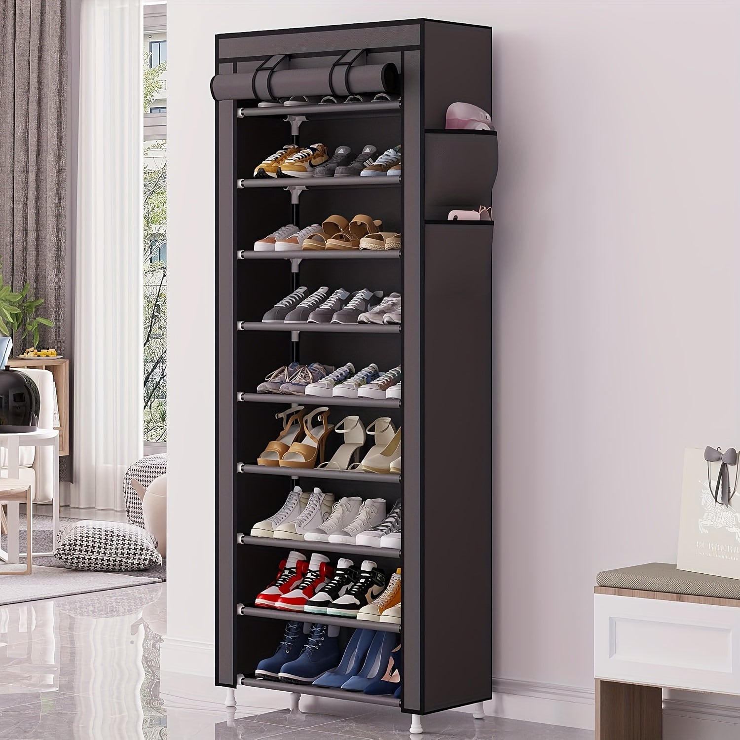 Pack within Pack, Storage Bag 3/9 Layers Large Capacity Shoe Storage Cabinet Easy to Assemble Dustproof Shoe Storage Cabinet Suitable for Home Door Bedroom Dormitory Shoes and Miscellaneous Items