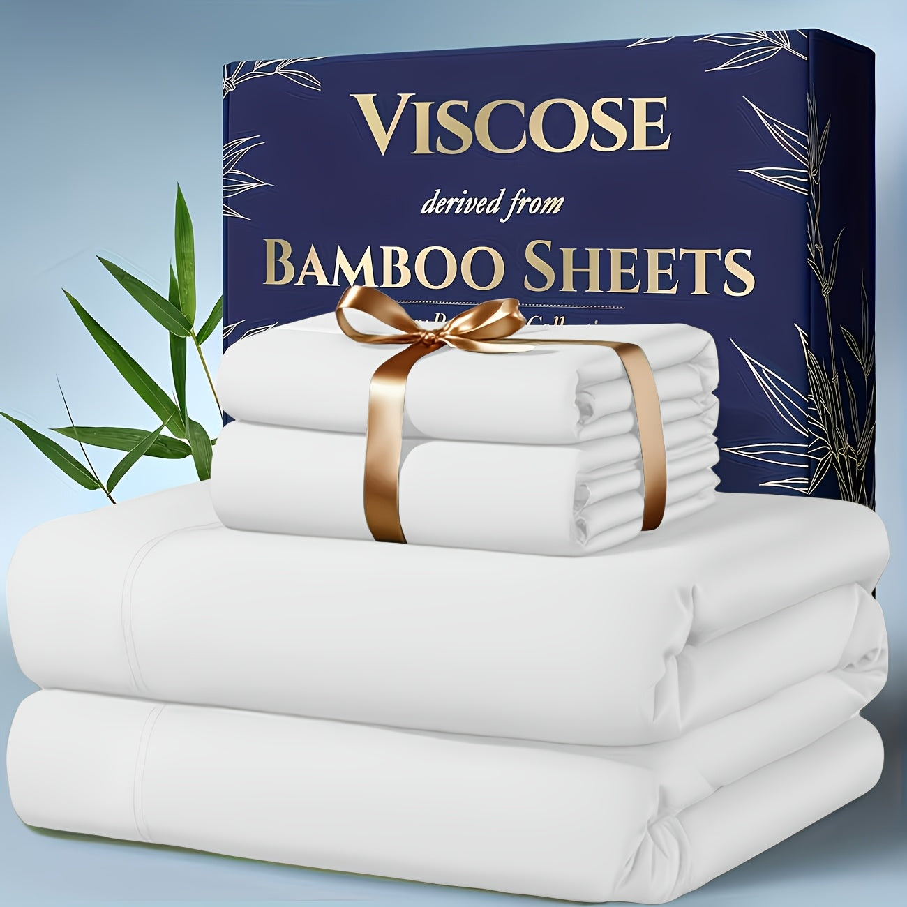 Extra Deep Pocket Bamboo Cooling Bedding Set – Breathable Fitted Sheet, Flat Sheet & Pillowcases for Hot Sleepers & Night Sweats, Twin Full Queen King | Perfect Family Gift | Canada