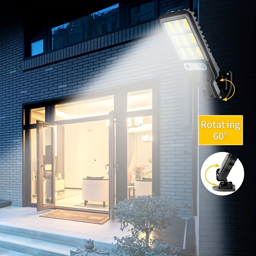 4/2pcs Solar COB High-brightness Searchlight, Smart Sensor Remote Control + Human Body Sensor Dual Control, IP44 Waterproof Level, Dedicated To Villa Gardens And Courtyards, Smart Life, Convenient Experience, Light Up Your Outdoor Space