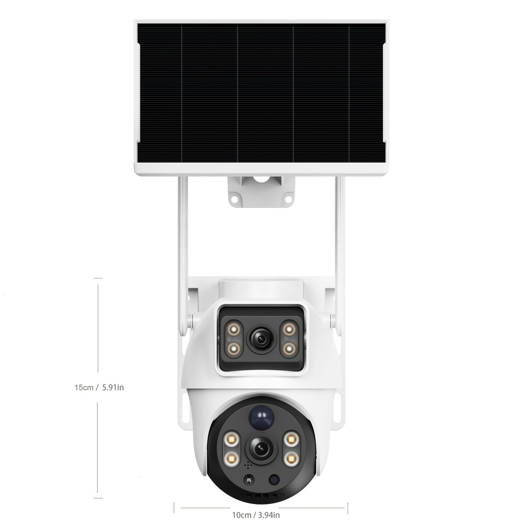 XIAOVV [10 Zoom] 4K Solar Outdoor Wireless Surveillance Camera, 2.4G WiFi Security with Solar Panel, Dual Lens PTZ Surveillance System, PIR Motion Detection, Color Night Vision, Two-Way Audio, App Control for Home Security, Farm, Remote