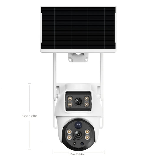 XIAOVV [10 Zoom] 4K Solar Outdoor Wireless Surveillance Camera, 2.4G WiFi Security with Solar Panel, Dual Lens PTZ Surveillance System, PIR Motion Detection, Color Night Vision, Two-Way Audio, App Control for Home Security, Farm, Remote