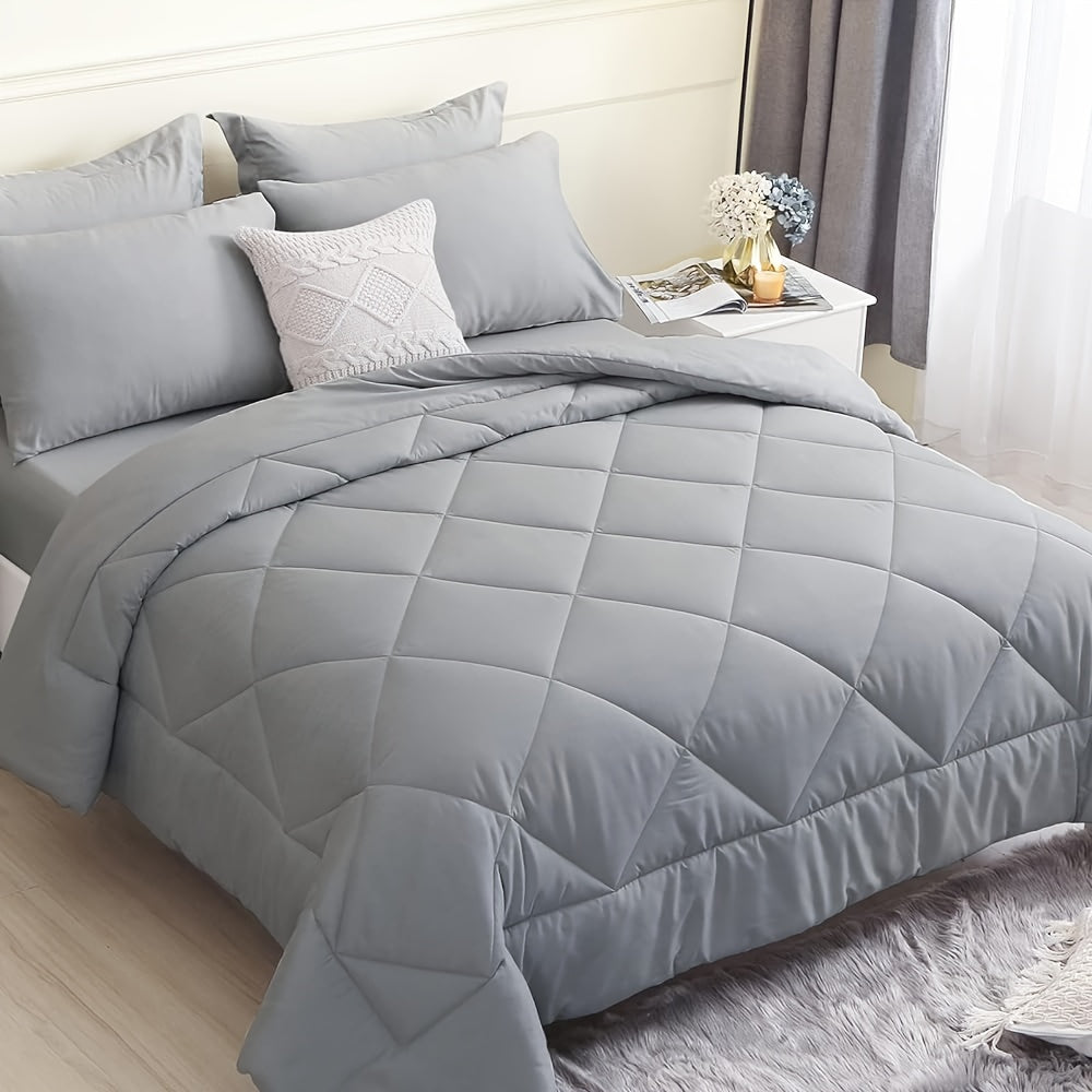 7-Piece Black Comforter Set Bed in a Bag – Ultra-Soft Goose Down Alternative, Premium 1800 Series with Comforter, Flat Sheet, Fitted Sheet, Shams & Pillowcases for All Seasons
