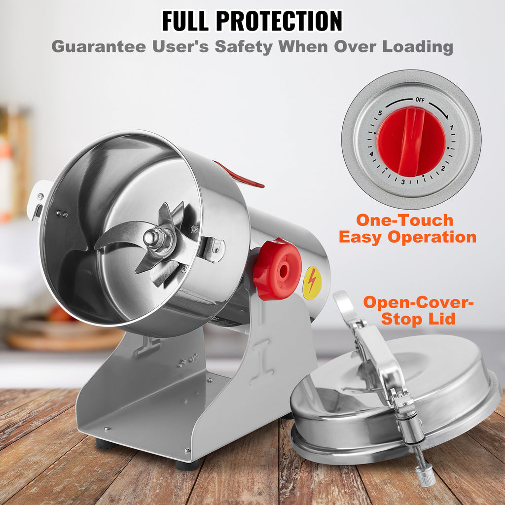 VEVOR 300/750/1000g Commercial Spice Grinder Electric Grain Mill Grinder High Speed Swing type/upright type