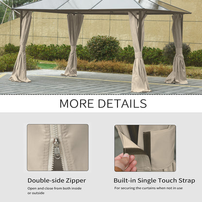 Gazebo Privacy Curtains 4-Panel with Zipper – Replacement Side Panels for 10’x12’ Gazebo or Pergola, Durable Polyester Fabric, Hooks & C-Rings Included, Wind & Sun Protection – Brown