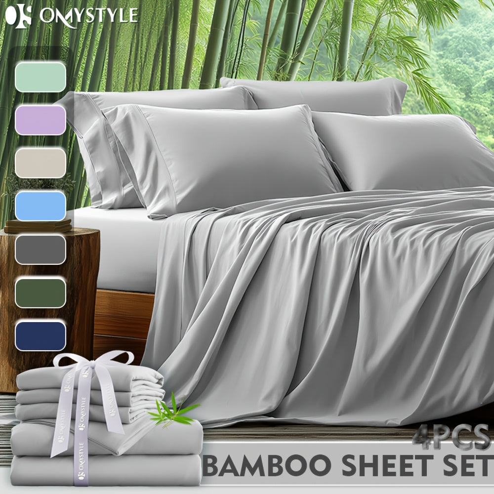 Deep Pocket Bamboo Sheet Set 4 or 6 Piece with Flat Sheet Fitted Sheet & Pillowcases – Cooling Breathable Bedding for Hot Sleepers & Kids, Twin Full Queen King, 7 Colours | Canada