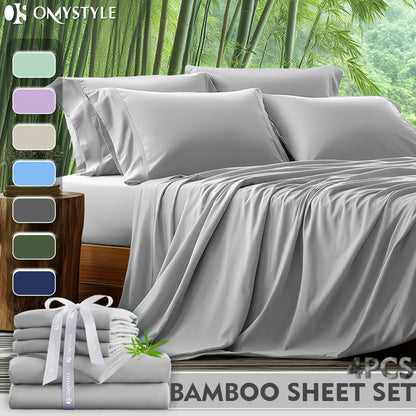 Deep Pocket Bamboo Sheet Set 4 or 6 Piece with Flat Sheet Fitted Sheet & Pillowcases – Cooling Breathable Bedding for Hot Sleepers & Kids, Twin Full Queen King, 7 Colours | Canada