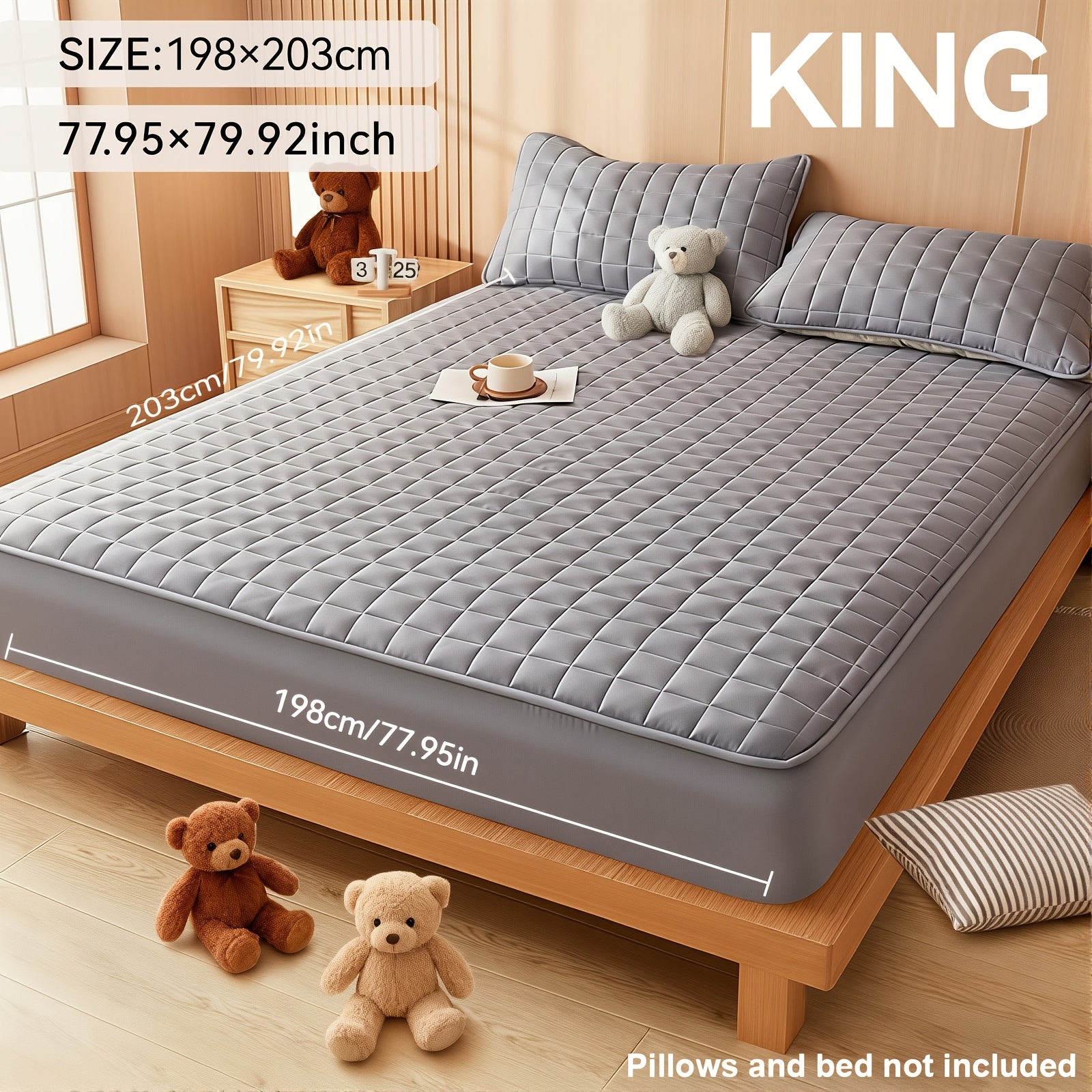 Thicken Waterproof Mattress Protective Cover - Home Fitted Sheet Set The Mattress Topper Fits Tightly to The Bed, for Bedroom, Guest Room, Hotels, Comfortable And Durable, Breathable, for Twin&Full&Queen&King, Christmas&Halloween Gift
