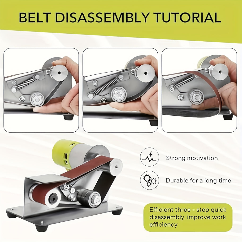 3-In-1 Mini Belt Sander - 15 Degree Knife Sharpener Electric Bench Grinder Sanding Machine, 7 Types Adjustable Speed Buffer Polisher for Metal Wood DIY Handcraft, Tool & Knife Sharpening (Plus Kit)
