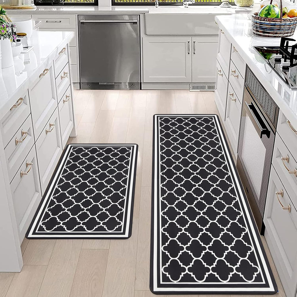 Anti Fatigue kitchen floor mat Sets 2pcs Non-Slip High Quality Kitchen Runner Mat Farmhouse Kitchen Rugs and Mats Comfort Standing Mat Cushioned Kitchen Floor Mats PVC Foam Kitchen Mats