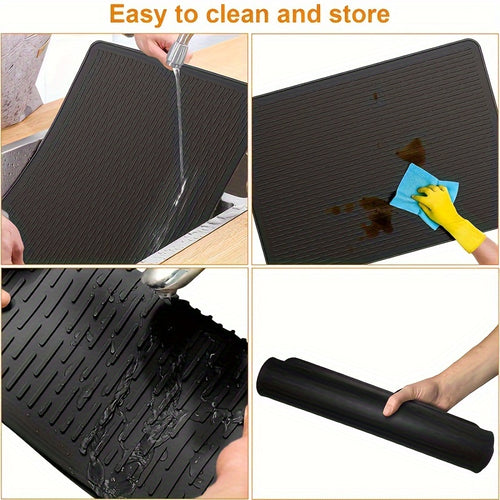 Foldable Silicone Cooktop Protector Mat 28"x20" – Heat Resistant Electric Stove Top Cover for Ceramic & Glass Cooktop, Multipurpose Dish Drying Mat, RV Stovetop Guard & Kitchen Counter Extender