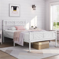 ALDEN DESIGN Bed Frame, Metal Platform Bed Frame, Minimalist Metal Platform Bed with Arrow Design Headboard and Footboard, metal bed foundation, Underbed Storage for Luggage, Shoes, Bags, No Box Spring Needed, White/Black, Twin/Full/Queen Size