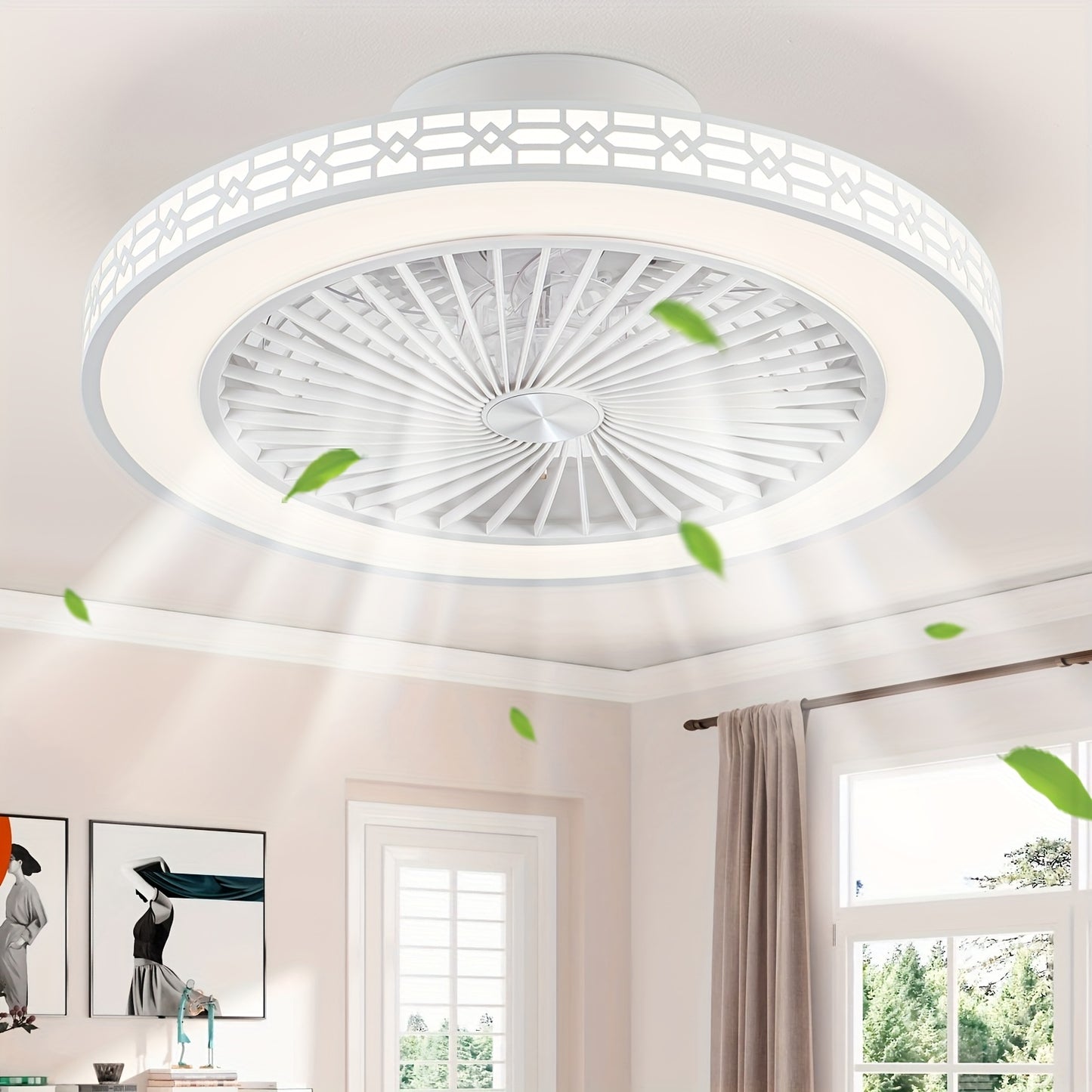 20-Inch Modern LED Ceiling Fan Embedded Mount – Reversible Airflow, Adjustable 3000K-6500K Light, Enhanced Circulation for Office Study Bedroom Indoor Spaces | Canada