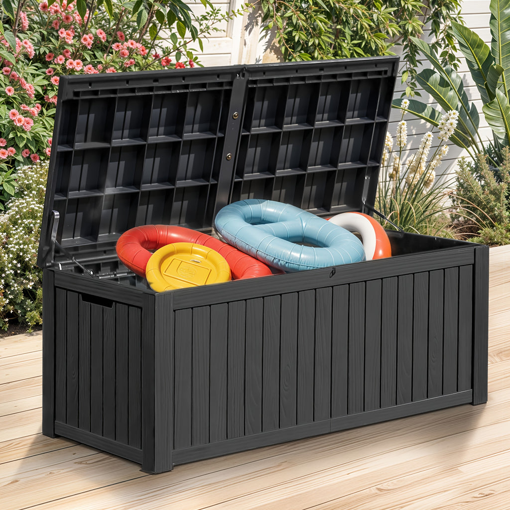 DWVO 51/80/150/180 Gallon Outdoor Storage Box, Waterproof Resin Deck Box, Patio Poolside Table And Bench, Weatherproof Storage Organizer for Garden Tools, Pool Supplies, Patio Additions