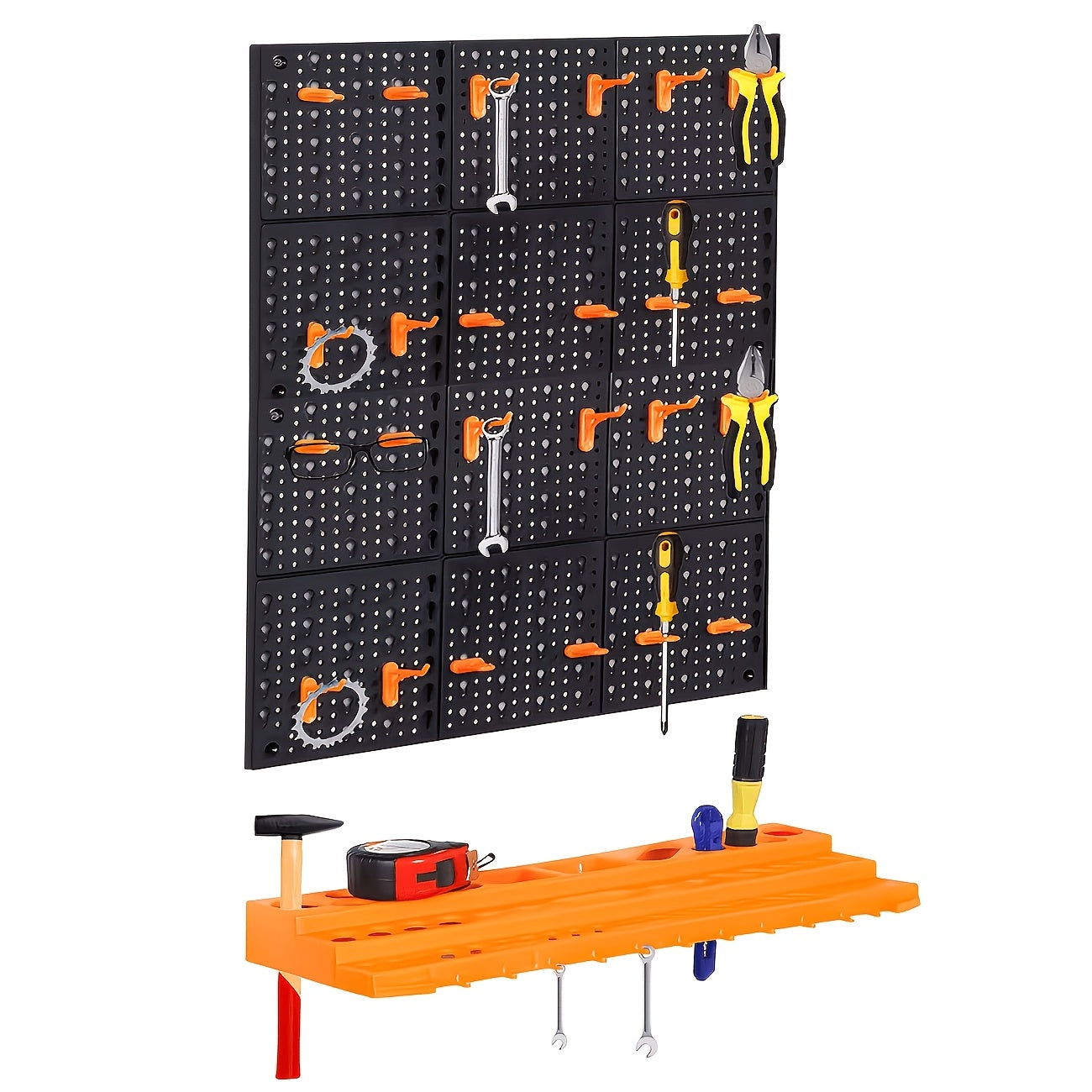 Wall-Mounted Garage Storage Rack System 18-98 Jars – Heavy-Duty Small Parts Organizer for Screws Nuts Bolts Nails, Workshop Shelf, Easy Install, Multiple Configurations, Canada