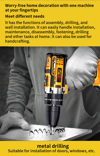 21V Cordless Drill Electric Screwdriver – Lithium Impact Drill Kit with Multifunctional Pistol Grip, Rechargeable Power Tool for Home & DIY