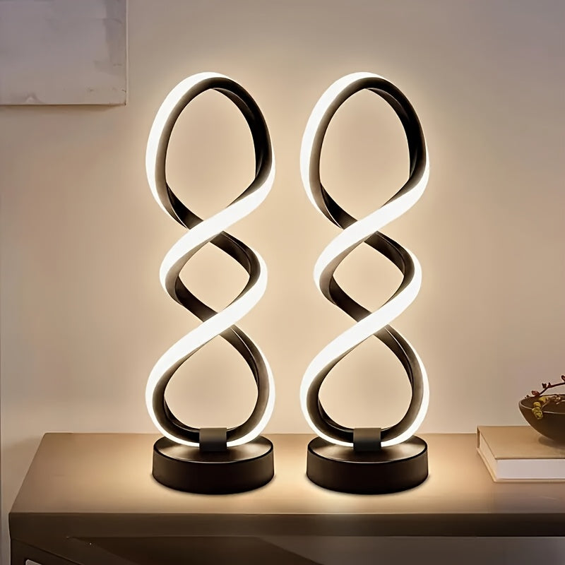 Spiral LED Table Lamp Dimmable – Modern Push Button Desk Light 10 Brightness Levels Metal Base, Bedside Lamp for Bedroom Living Room & Office, Birthday Christmas Valentine Gift, Canada
