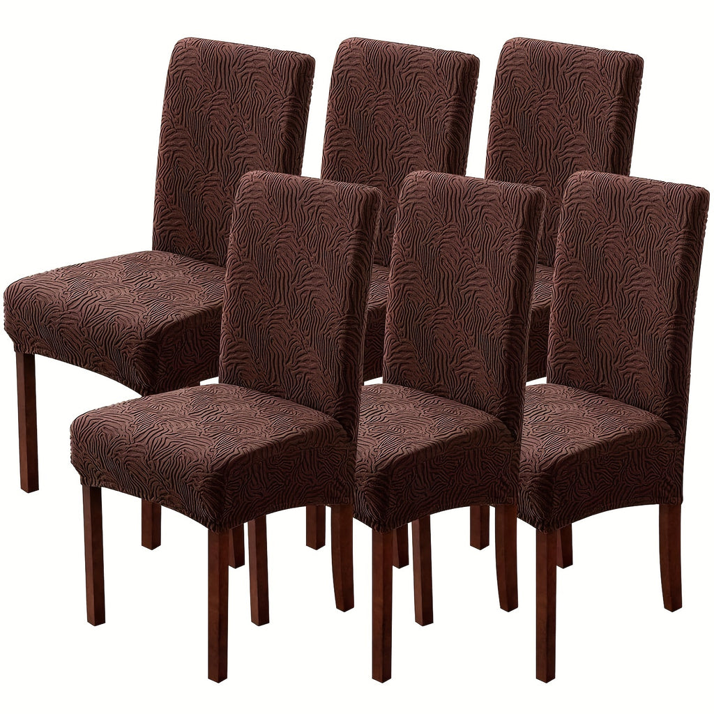 4/6pcs Waterproof Chair Covers for Dining Room, Stretch Jacquard Dining Chair Slipcovers Removable Washable Chair Protector for Kitchen, Hotel, Restaurant