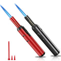 Metal Cylindrical Butane Torch Lighter 2-Pack – Adjustable Windproof Refillable Flame, Ergonomic Grip, Red & Black, Versatile Utility Lighter for Camping, Cooking & Outdoor Use | ShopVora CA