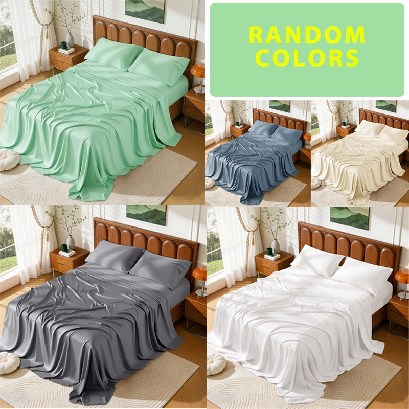 Bamboo Bed Sheet Set 3/4pcs – Soft Breathable Deep Pocket Sheets for Hot Sleepers, Durable Stitching, Twin Full Queen King, 11 Colours Including Assorted