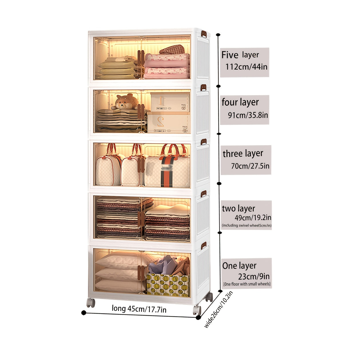 Stackable Clear Shoe Box Organizer with Door – Foldable Plastic Shoe Rack 2/3/4/5 Layer Storage Cabinet for Living Room, Entryway & Closet, Easy Assembly, Big Capacity Shoe Shelf