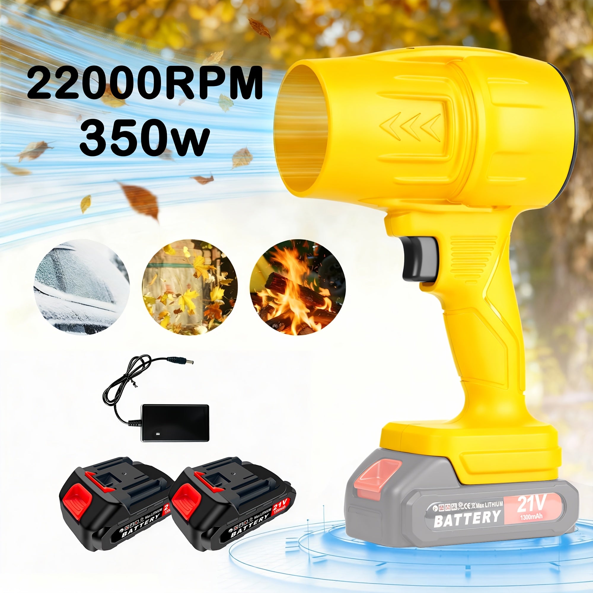 21V Cordless Handheld Leaf Blower with Lithium Battery – High-Power Lightweight Air Blower for Patio, Garden, Yard, Indoors & Car, Single or Dual Battery Options | ShopVora CA