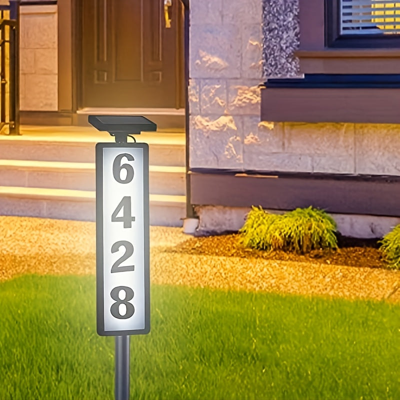 1pc Outdoor Large Solar Energy House And Household LED Lighting Address Digital Door Sign Lights, Decorative Guide Lights, Used for Villa Indicator Lights, Suitable for Villas, Lawns, Parks, Gift Lights, Landscape Lawn Lights