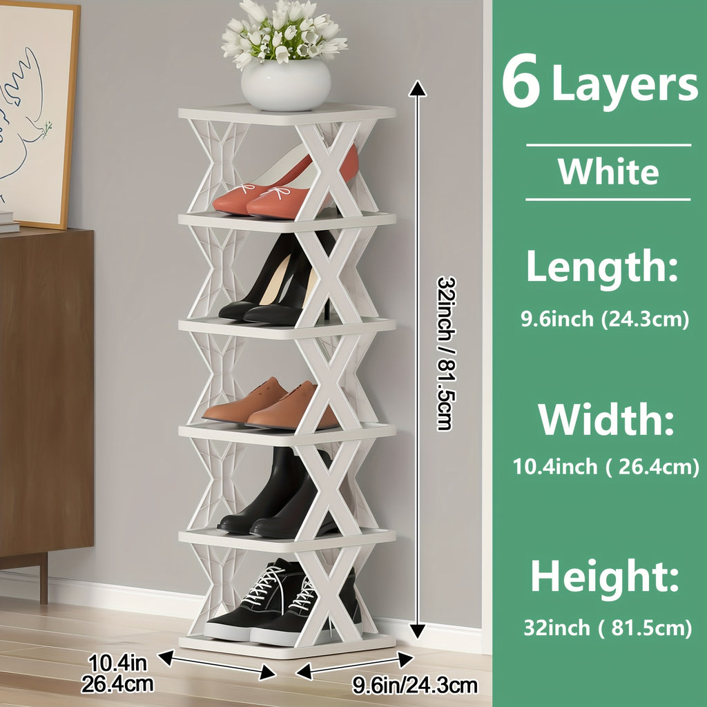 9/6-Tier Foldable Shoe Rack Space-Saving Corner Shoe Organizer, Suitable for Storing 9-10 Pairs of Shoes And Boots, Multi-Functional Storage Cabinet for Entryway, Closet, Garage, And Living Room