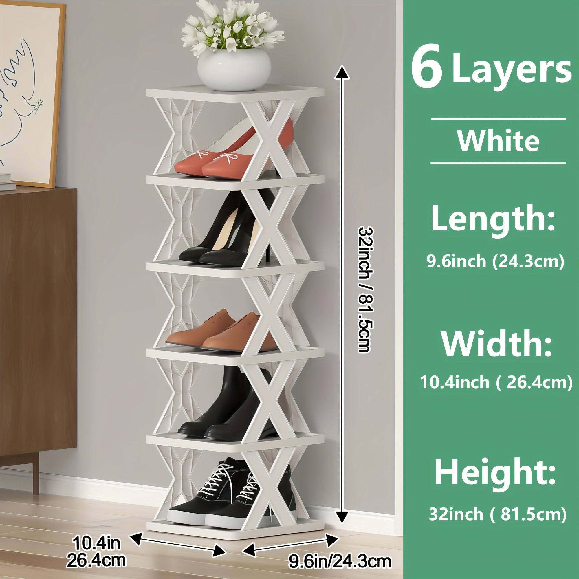 9/6-Tier Foldable Shoe Rack Space-Saving Corner Shoe Organizer, Suitable for Storing 9-10 Pairs of Shoes And Boots, Multi-Functional Storage Cabinet for Entryway, Closet, Garage, And Living Room