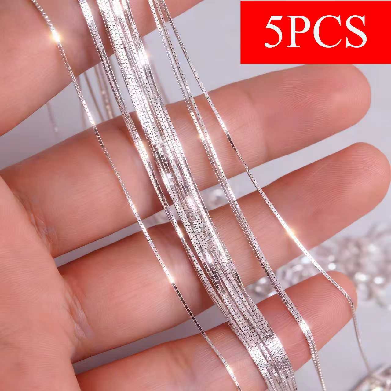 925 Sterling Silver Box Chain Necklace Set of 5 – Minimalist 1mm Hypoallergenic Necklaces for Women & Men, Wedding, Engagement & Holiday Gifts | ShopVora CA